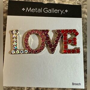 Metal Gallery Love with Colorful Rhinestones Brooch / Pin New